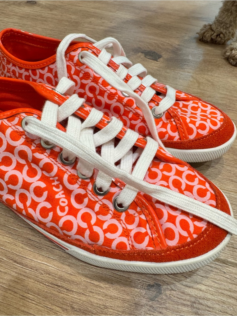 Coach Women's Bright Orange Signature C Low-Top Sneakers